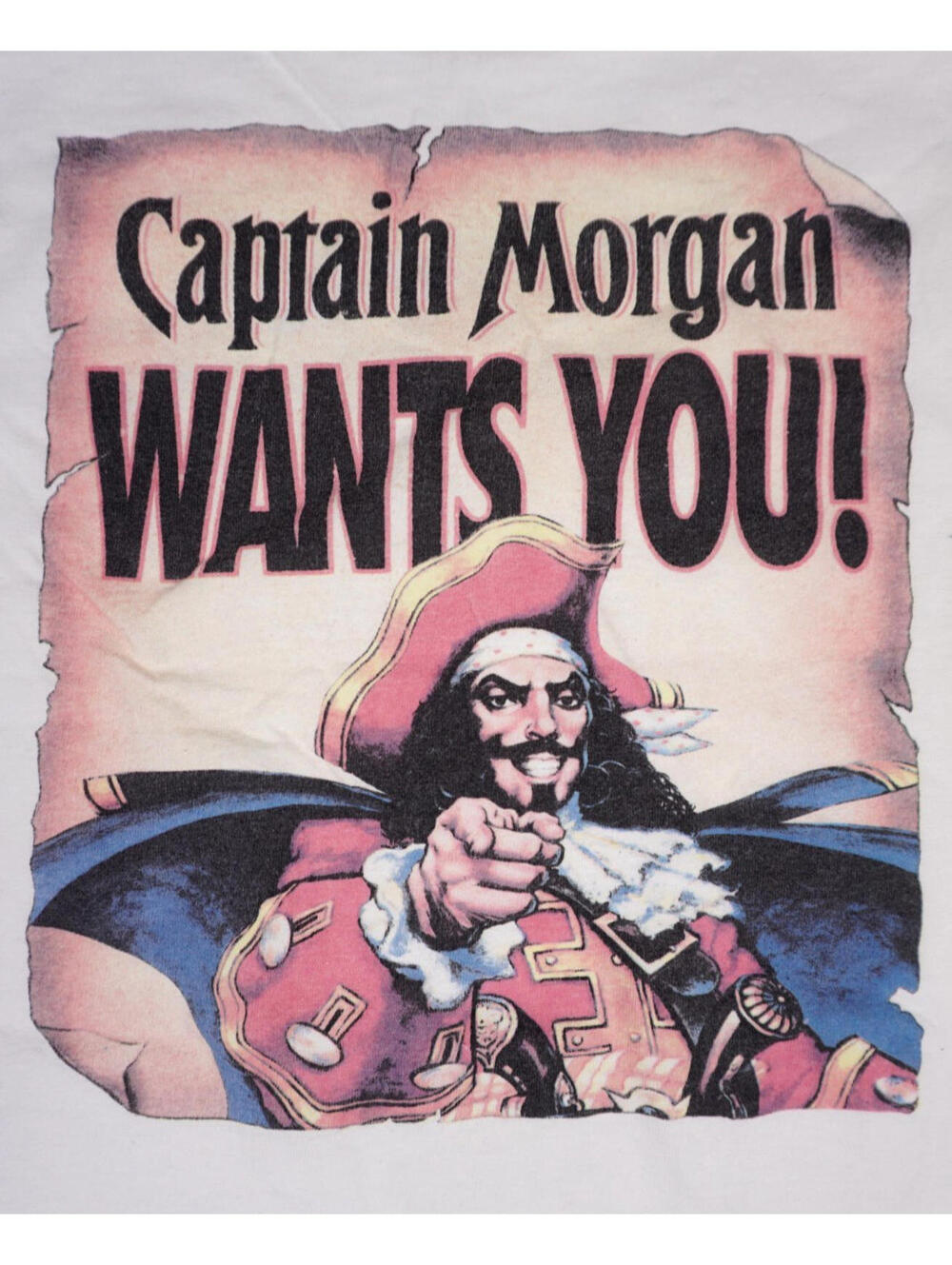 Vintage Captain Morgan T Shirt Large Men 90s Single Stitch Rum Alcohol White Tee